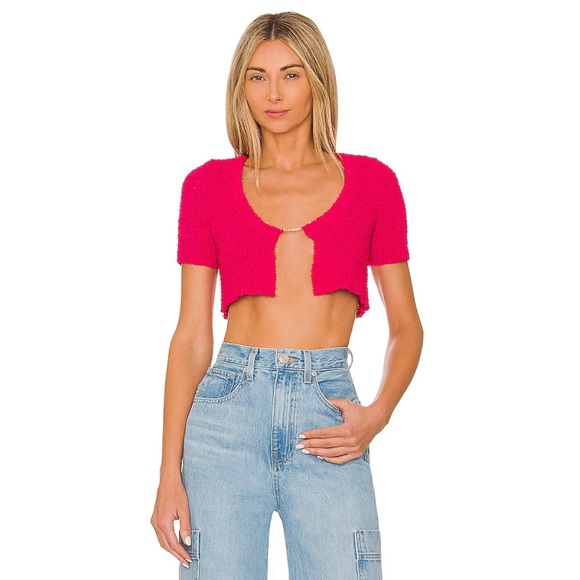 NWT h:ours X revolve Juniper Textured Cropped Cardi with Chain - Picture 1 of 4